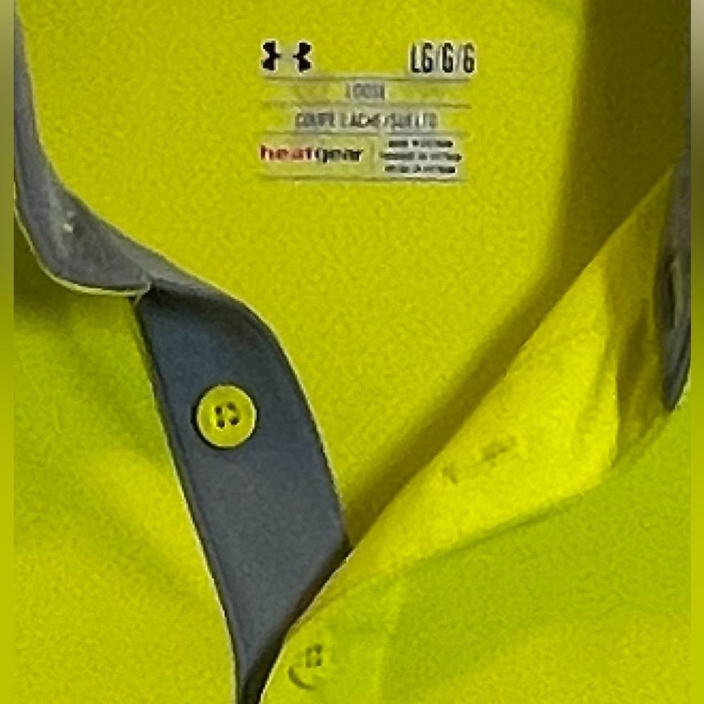 UNDER ARMOUR Men’s Golf Heatgear‎ Polo Shirt Size Large Fluorescent Yellow - Picture 3 of 3